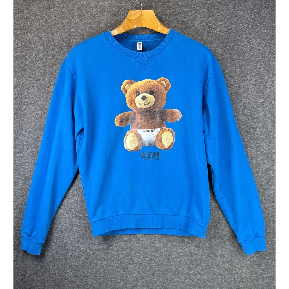 Moschino Underwear Teddy Bear Sweatshirt Mens S Blue Hipster Graphic Pullover